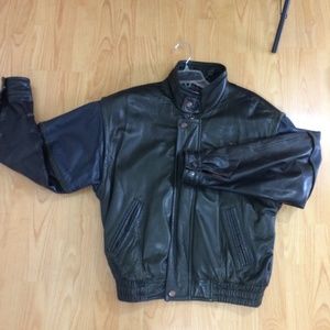 Vintage color block leather jacket 38 bomber moto